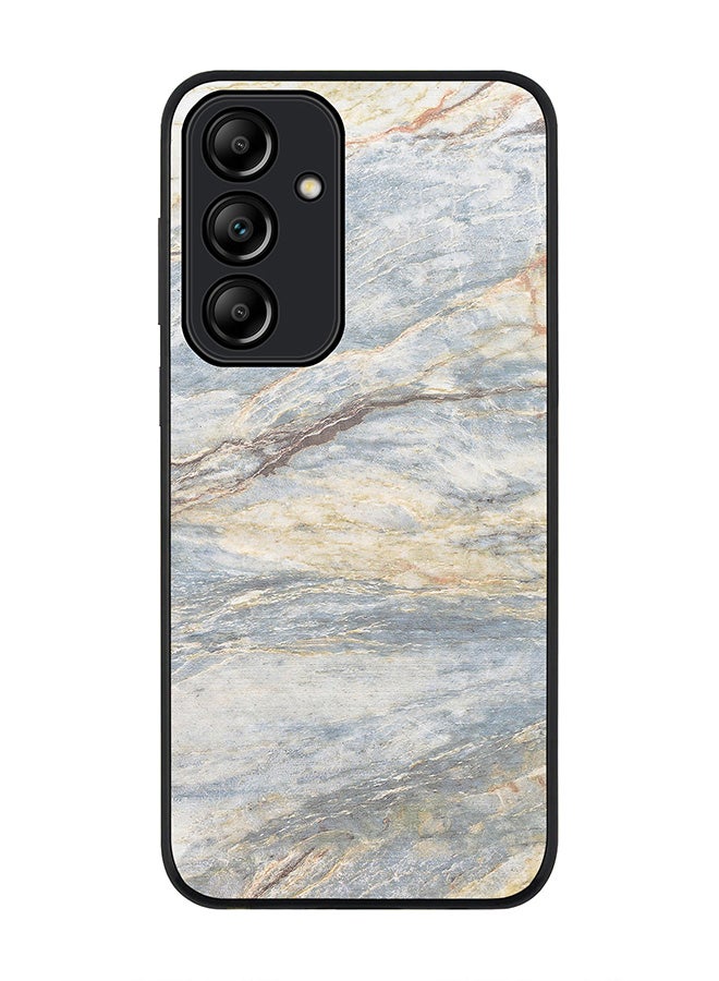 Stylizedd Rugged Black Edge Case for Samsung Galaxy A35, Slim fit Case Flexible Anti Drop TPU Gel Thin Cover -  Marble Print Grey Classic - Image 1