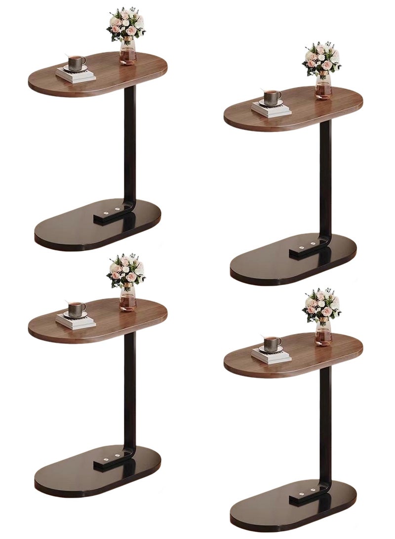 WEMART Nuanchu C Shaped Side Table Set of 4, Small End Table for Living Room, Oval Sofa Table with Wood Top & Metal Frame, Space Saving Bedside Table for Couch, Bed, Small Spaces, Set of 4 (Brown) - Image 1