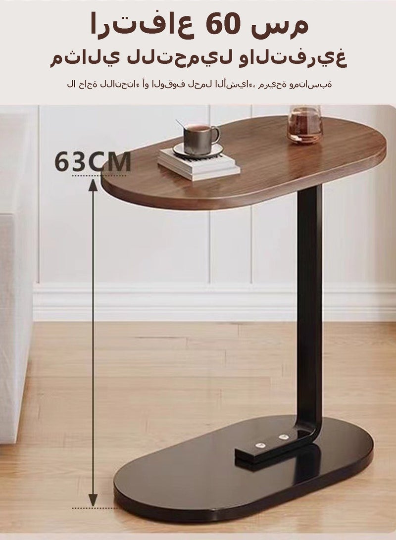 ويمارت طقم طاولات جانبية على شكل حرف C من نوانشو، مكون من 4 قطع، طاولة جانبية صغيرة لغرفة المعيشة، طاولة بيضاوية الشكل بجانب الأريكة بسطح خشبي وإطار معدني، طاولة سرير موفرة للمساحة للأريكة والسرير والمساحات الصغيرة، مجموعة من 4 قطع (بني). - Image 4