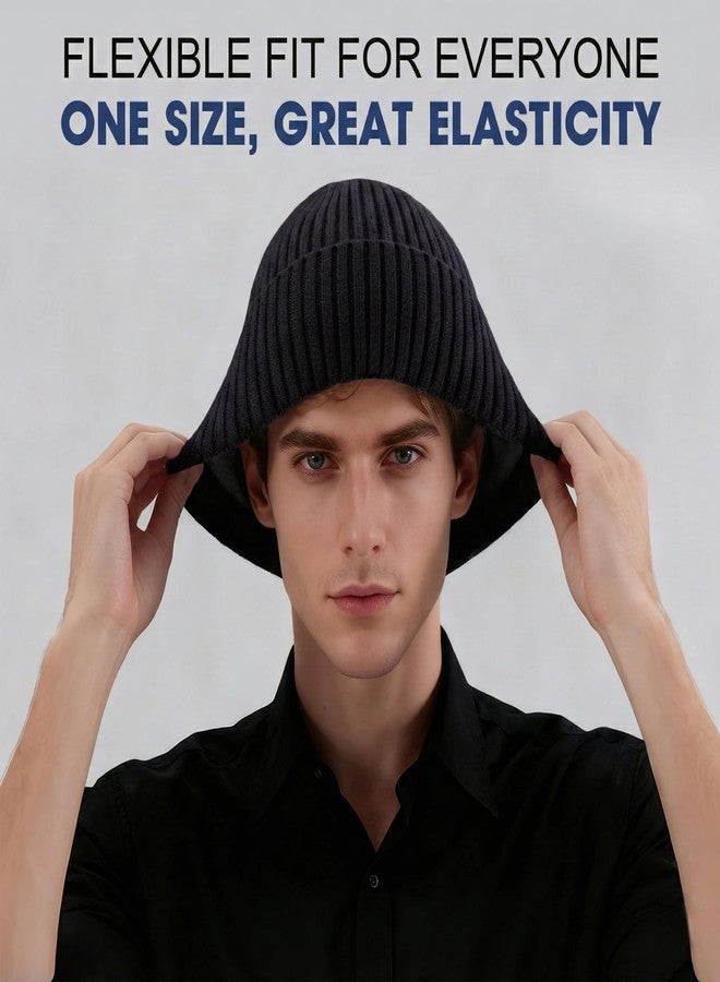 DACKRITO Thick Fleece Lined Knit Beanie for Men & Women - Warm Winter Cuffed Hat for Cold Weather Outdoor Wear, Black, One size - Image 4
