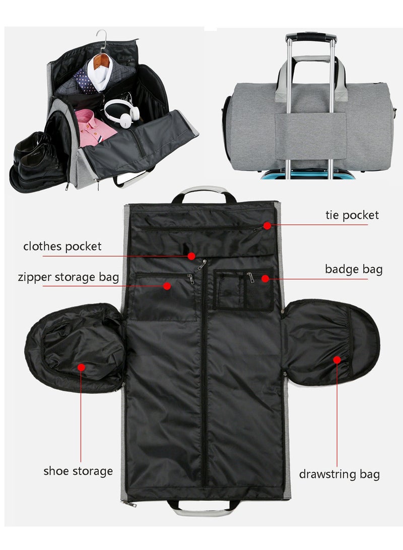 Garment Duffle Bag, Carry On Suit Bag with Shoulder Strap for Travel, Foldable Convertible 2 in 1 Hanging Suitcase for Business and Office  - Image 4