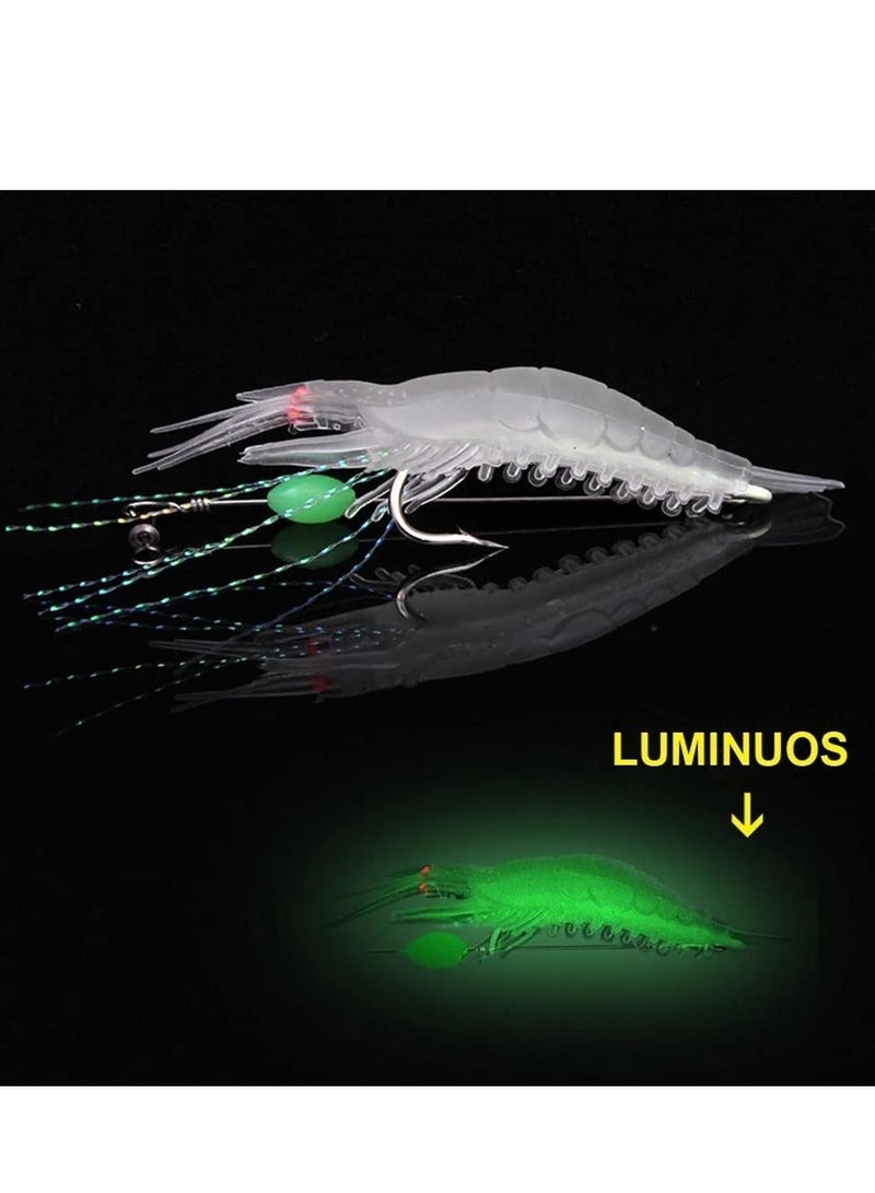 مجموعة من 5 قطع من طُعم صيد الروبيان الناعم المضيء، مجموعة طُعم الروبيان بخطافات حادة، أدوات صيد سمك السلمون المرقط وسمك السلور في المياه العذبة والمالحة - Image 4