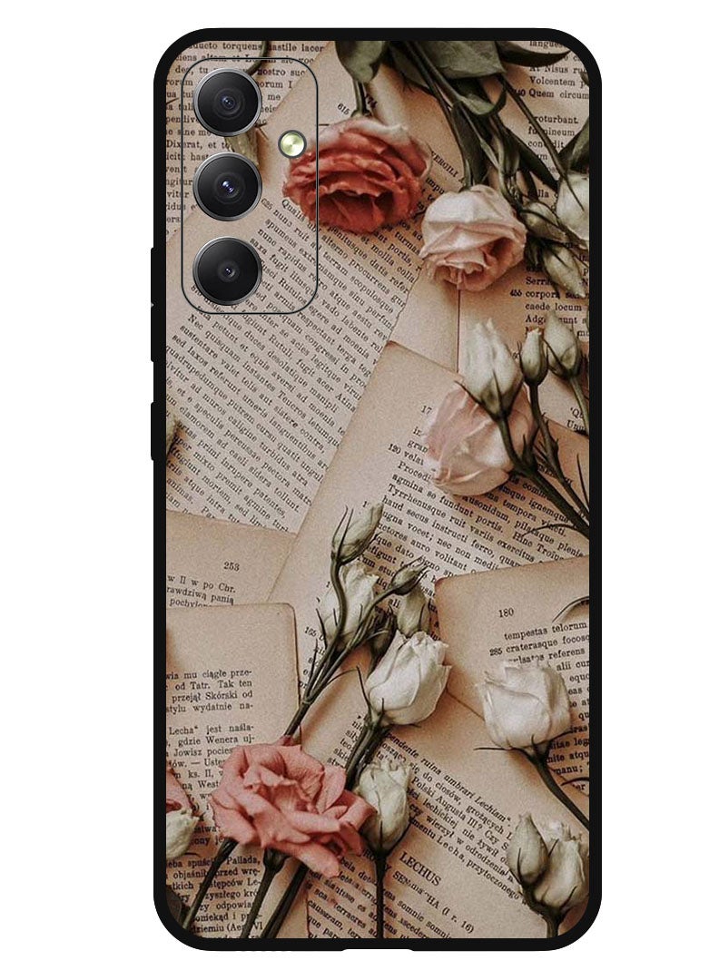 Theodor Protective Case Anti Scratch Shock Proof Bumper Cover For Samsung Galaxy M14 Books and Flowers - Image 1