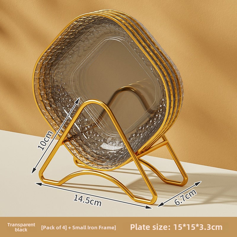 Premium Food-Grade Bone Dish for Dining4 dishes + gold rack [volcanic ash]] 4 dishes + gold rack [volcanic ash]]