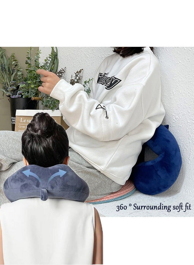 وسادة على شكل حرف U، وسادة سفر بالطائرة ناعمة مع دعم رأس 360 درجة ووسادة سفر خفيفة الوزن للاستخدام في النوم أثناء السفر بالسيارة والقطار والحافلة (لون أزرق) - Image 5