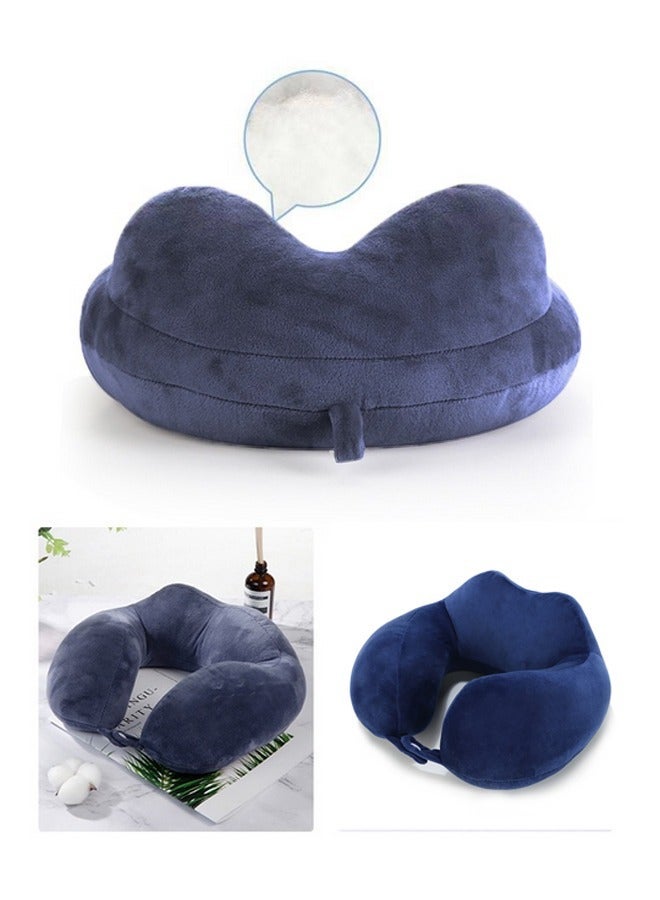 وسادة على شكل حرف U، وسادة سفر بالطائرة ناعمة مع دعم رأس 360 درجة ووسادة سفر خفيفة الوزن للاستخدام في النوم أثناء السفر بالسيارة والقطار والحافلة (لون أزرق) - Image 2