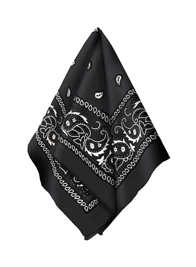 Multifunctional Bandana Polyester Cashew Flower Square Scarf Hip Hop Outdoor Cycling Headscarf Western Cowboy Style Square Scarf Black  - Image 1