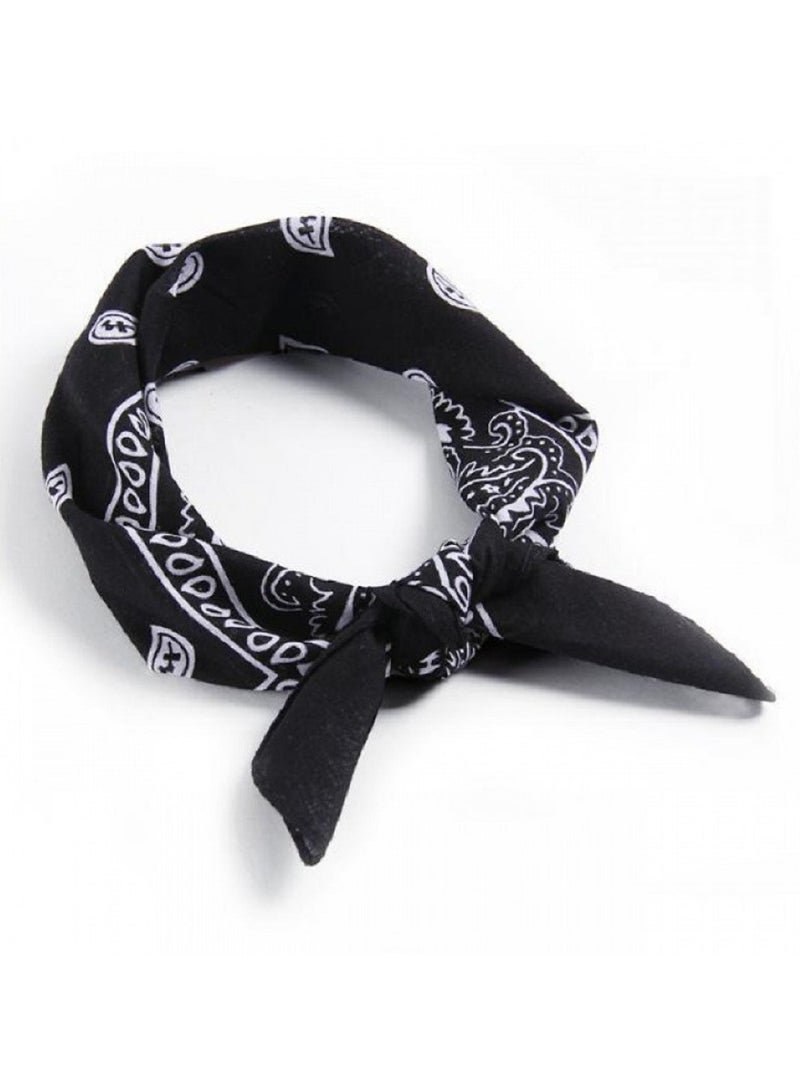 Multifunctional Bandana Polyester Cashew Flower Square Scarf Hip Hop Outdoor Cycling Headscarf Western Cowboy Style Square Scarf Black  - Image 4