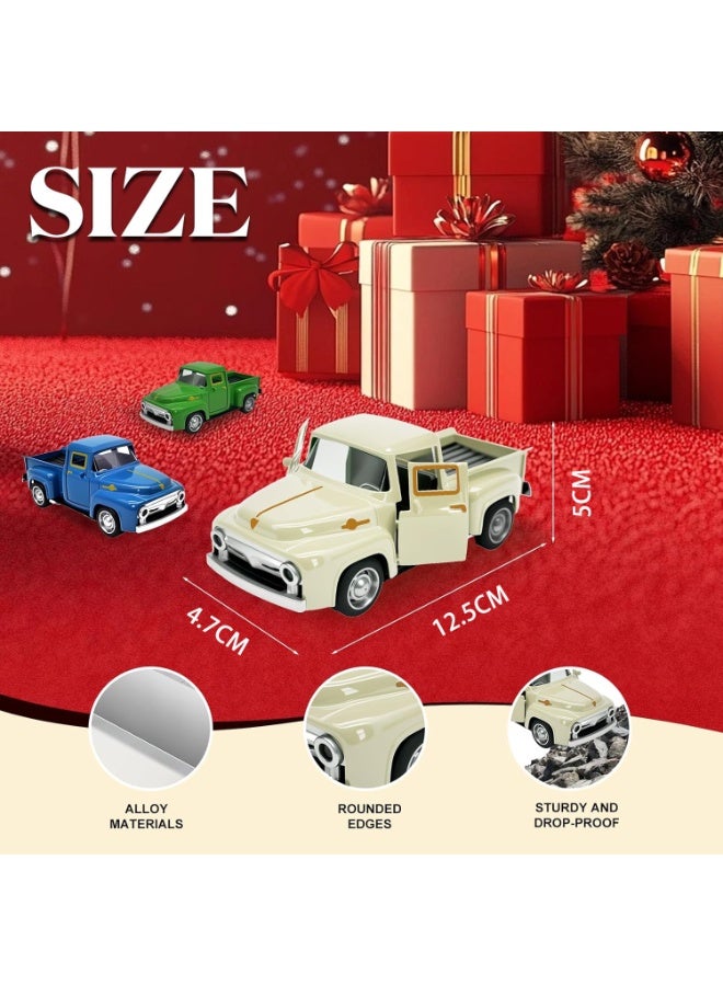 هالامودو 1:32 سيارة بيك ألوي لعبة طراز السيارة، طراز السيارة الكلاسيكي، مع بابين مفتوحين، سيارة سحب سبائك الظهر لعبة طراز السيارة، زخرفة شاحنة بيك ألوي مجموعة ألعاب قديمة سيارة، هدية عيد ميلاد للأولاد والفتيات، سيارة أطفال لعبة مشتركة، بيج، 12.5*4.7*5 سم - Image 2