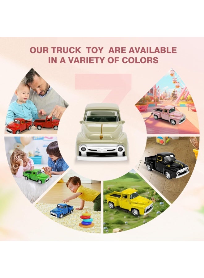 هالامودو 1:32 سيارة بيك ألوي لعبة طراز السيارة، طراز السيارة الكلاسيكي، مع بابين مفتوحين، سيارة سحب سبائك الظهر لعبة طراز السيارة، زخرفة شاحنة بيك ألوي مجموعة ألعاب قديمة سيارة، هدية عيد ميلاد للأولاد والفتيات، سيارة أطفال لعبة مشتركة، بيج، 12.5*4.7*5 سم - Image 5