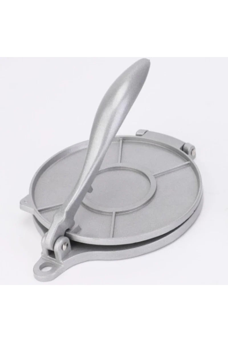 مكبس فطائر فضي 20 سم (16/20 سم) مصنوع من سبائك الألومنيوم، يدوي، لصنع البيتزا والفطائر والتورتيلا والعجين