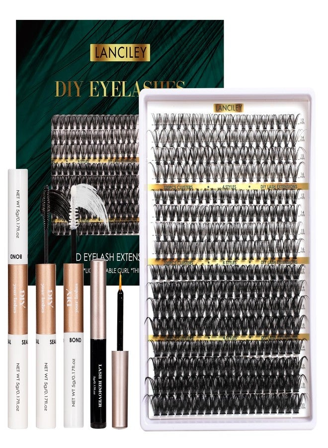 Lanciley Lash Clusters 320PCS 12-20MM 30D+40D+80D+100D DIY Eyelash Extensions Kit Fluffy Individual Lashes Wispy Eyelash Clusters Natural D Curl Lash Extension kit with Lash Bond&Seal&Remover&Tweezers-4 - Image 1