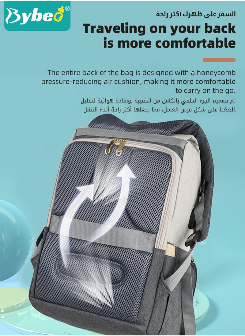 Bybeo Large Baby Diaper Bag, Multifunctional Diapers Changing Backpacks, Waterproof  Nappy/Nursing Bags, Fashion Mommy Backpack with Portable Change Mat and USB Charge Port, for Newborn Mother/Father  - Image 4