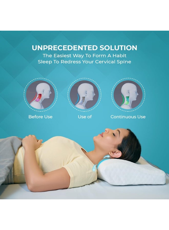 CareFoam Memory Foam Pillow, Contour Cervical Pillow for Neck & Shoulder Pain - Orthopedic Pillow, Neck Cervical Sleeping Pillows for Side & Back Sleepers White Jacquard Cover-Standard (Pack of 2) - Image 5