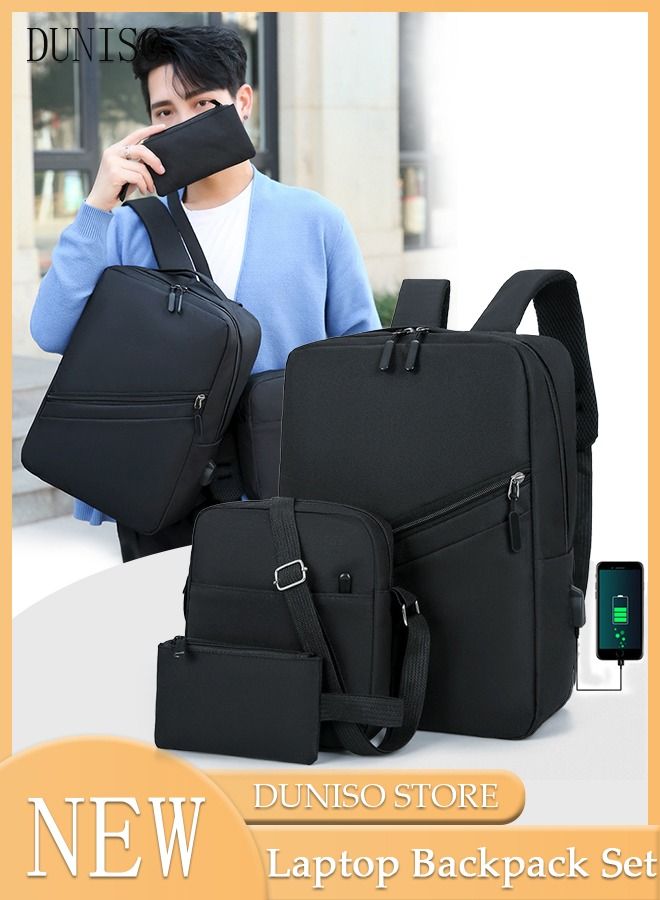 DUNISO Laptop Backpack Lightweight with USB Charging Port Multi Compartment Backpack with Large Capacity Wearproof Dustproof Business Bookbag for Work School Travel Flight - Image 1