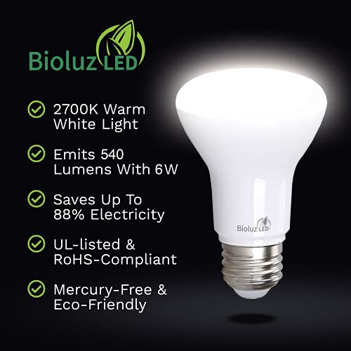 Bioluz LED 2-Pack R20 LED Light Bulbs, 6W = 50W Replacement, 2700K Bright Warm White LED Light Bulbs, 540 Lumens, 90 CRI, Dimmable, Soft White, Indoor/Outdoor, UL Listed, CEC Title 20 - Image 2