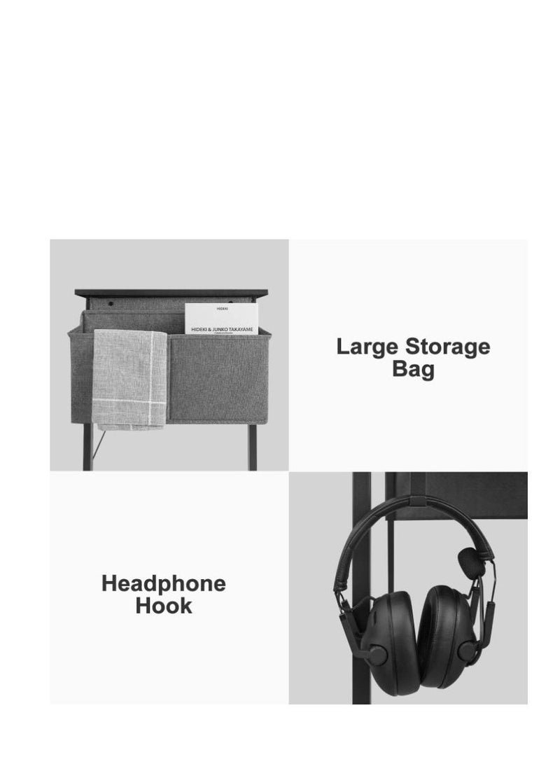 Golden Modern Computer Desk Sturdy Office Desk Simple Writing Desk Study Table with Storage Bag and Hook for Home Office Bedroom Living Room PC Laptop Notebook Table (100 * 50cm, White) - Image 4