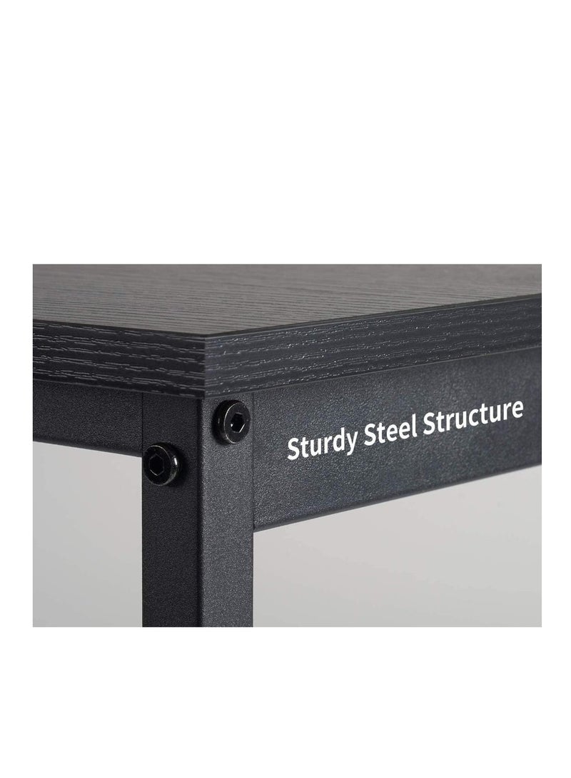 Golden Modern Computer Desk Sturdy Office Desk Simple Writing Desk Study Table with Storage Bag and Hook for Home Office Bedroom Living Room PC Laptop Notebook Table (100 * 50cm, White) - Image 5
