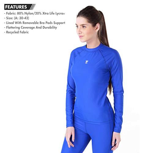 TYR Nylon Eco Long Sleeve Rashguard, XL/38 (Cobalt) - Image 3