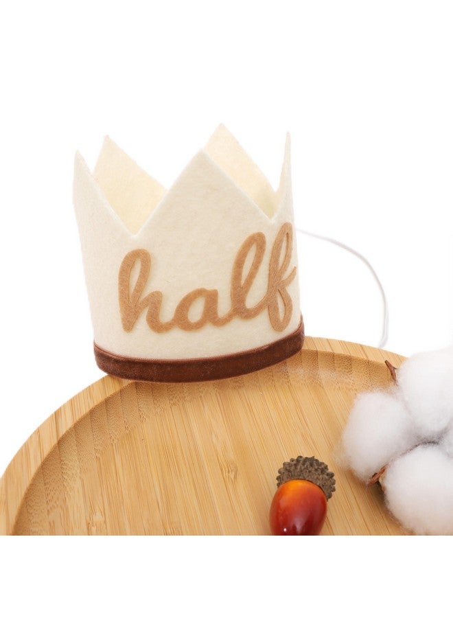 Agkvw Half Birthday Crown - Boho Cake Smash Prop, 6 Months Hat For Boys In Brown - Image 1