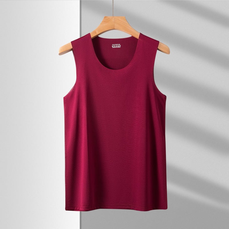 general Men's Ice Silk V-Neck Vest Sleeveless Body Sculpting Fit Summer Slim - Image 1