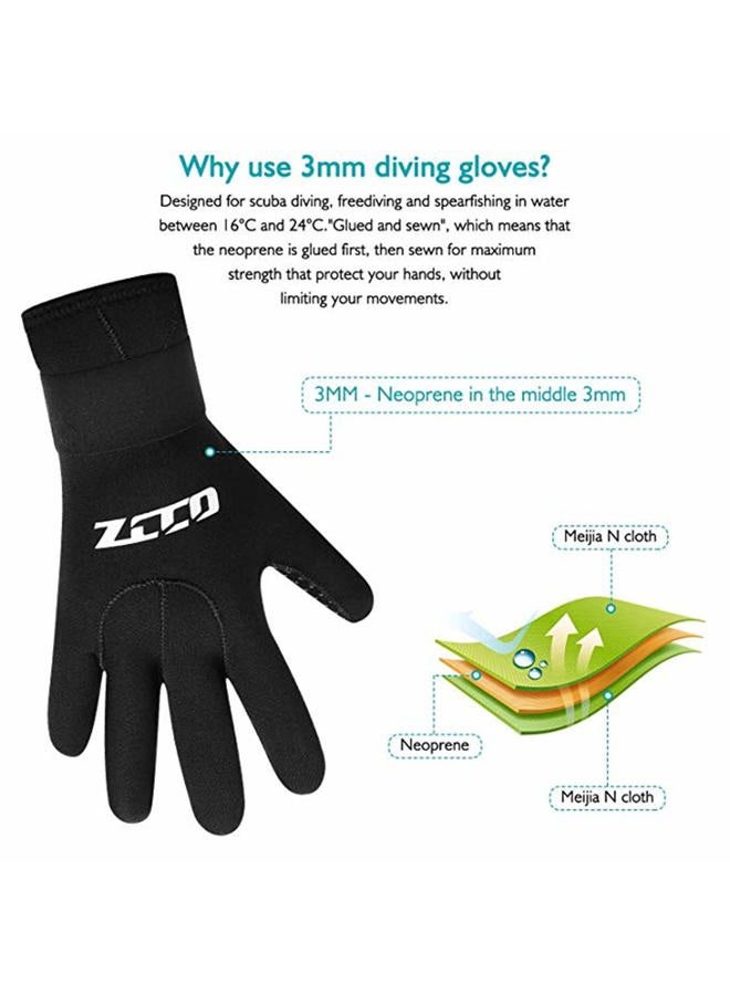 ZCCO Neoprene Diving Gloves - Double-Layer Thermal 3mm Wetsuit Gloves with Elastic Wrist & Skid Resistance Particles for Diving, Surfing, Snorkeling3mm-S - Image 3