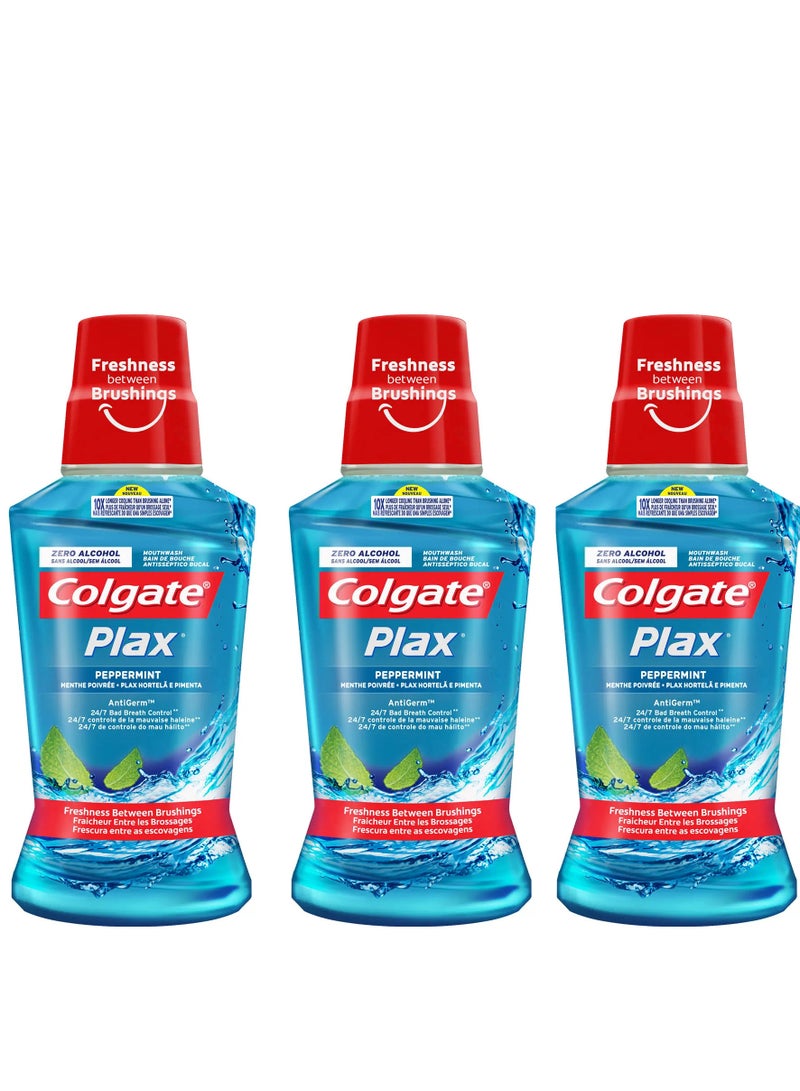 Colgate Pack Of 3 Colgate Plax Peppermint Mouth Wash 250 ml - Image 1