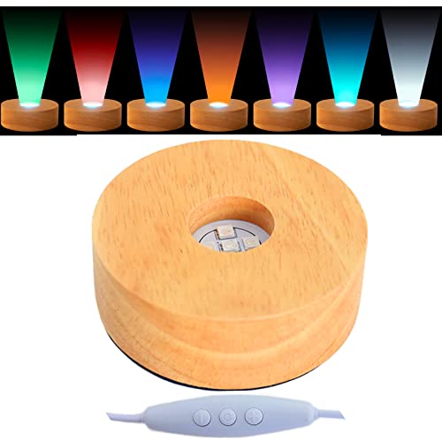 EUSTUMA LED Light Base Wood Display Stand in A Variety of Colors,Suitable for Glass Crystal Spherical Artwork,Holiday Party Decoration.10 modes, adjustable light brightness. - Image 1