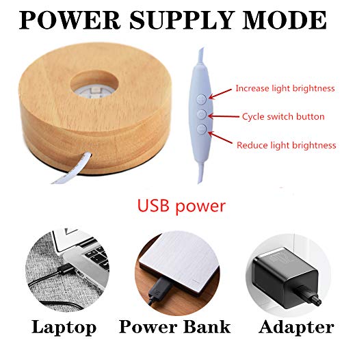 EUSTUMA LED Light Base Wood Display Stand in A Variety of Colors,Suitable for Glass Crystal Spherical Artwork,Holiday Party Decoration.10 modes, adjustable light brightness. - Image 4