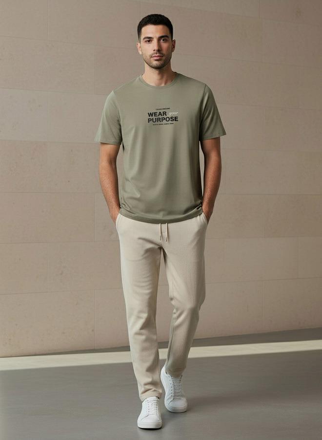 Iconic Men Slim Fit Round Neck Short Sleeve Slogan Print T shirt - Image 2