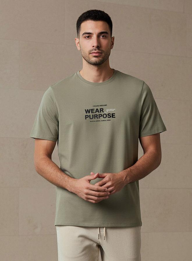 Iconic Men Slim Fit Round Neck Short Sleeve Slogan Print T shirt - Image 1