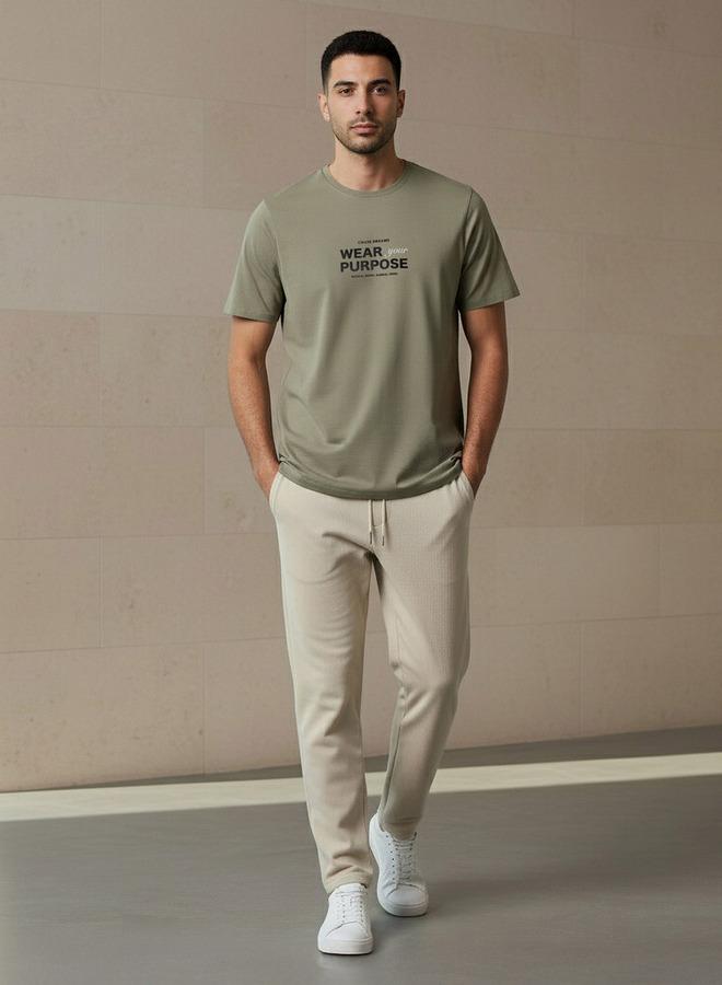 Iconic Men Slim Fit Round Neck Short Sleeve Slogan Print T shirt - Image 5