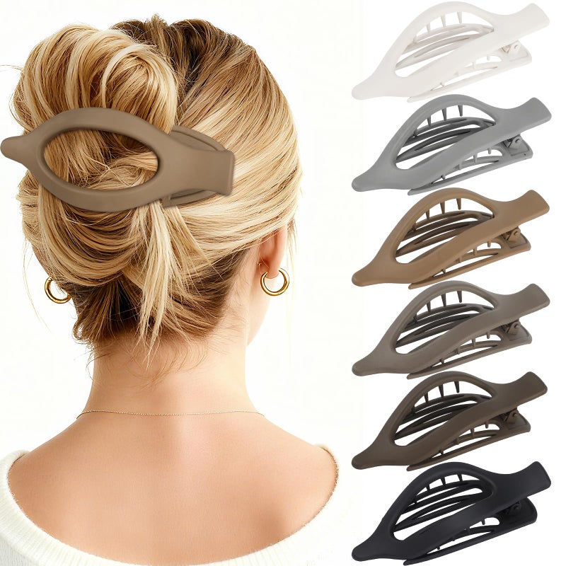 USDNICE Flat Hair Clips for Women - 6 PCS French Flat Claw Clips Medium Hair Clips for Girls Large Hair Claw Clips for Thick or Thin Hair Strong Hold No Slip Hair Accessories for women (Regular) - Image 1