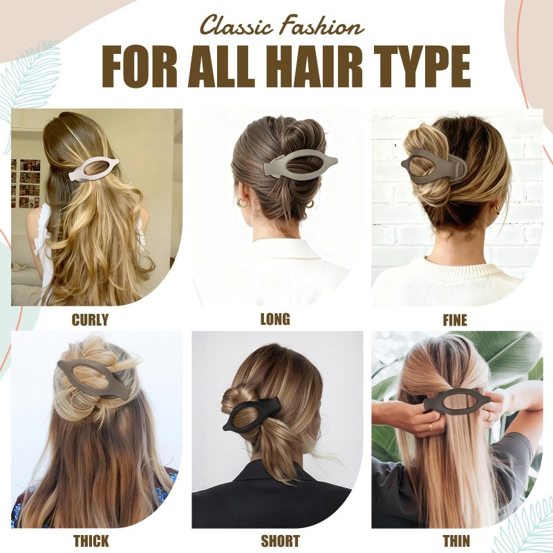 USDNICE Flat Hair Clips for Women - 6 PCS French Flat Claw Clips Medium Hair Clips for Girls Large Hair Claw Clips for Thick or Thin Hair Strong Hold No Slip Hair Accessories for women (Regular) - Image 5