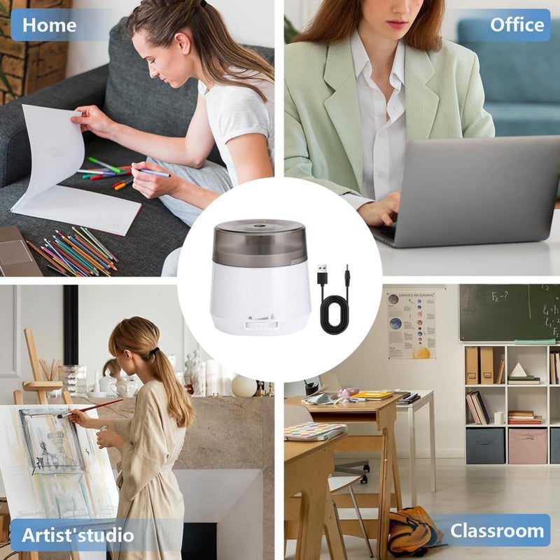 White Electric Pencil Sharpener Battery Operated for School Office Students Teachers - Image 5