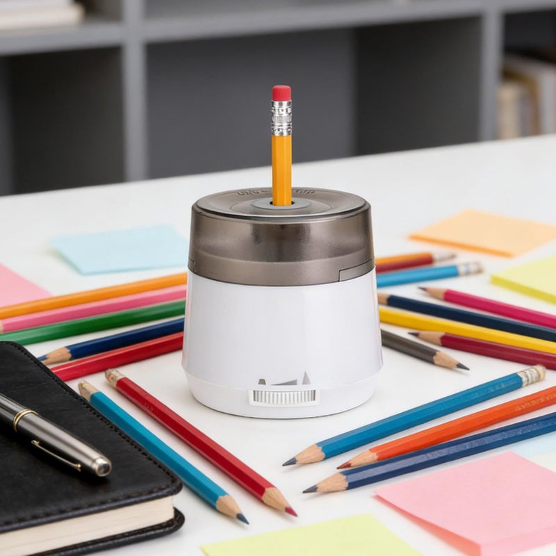 White Electric Pencil Sharpener Battery Operated for School Office Students Teachers - Image 4