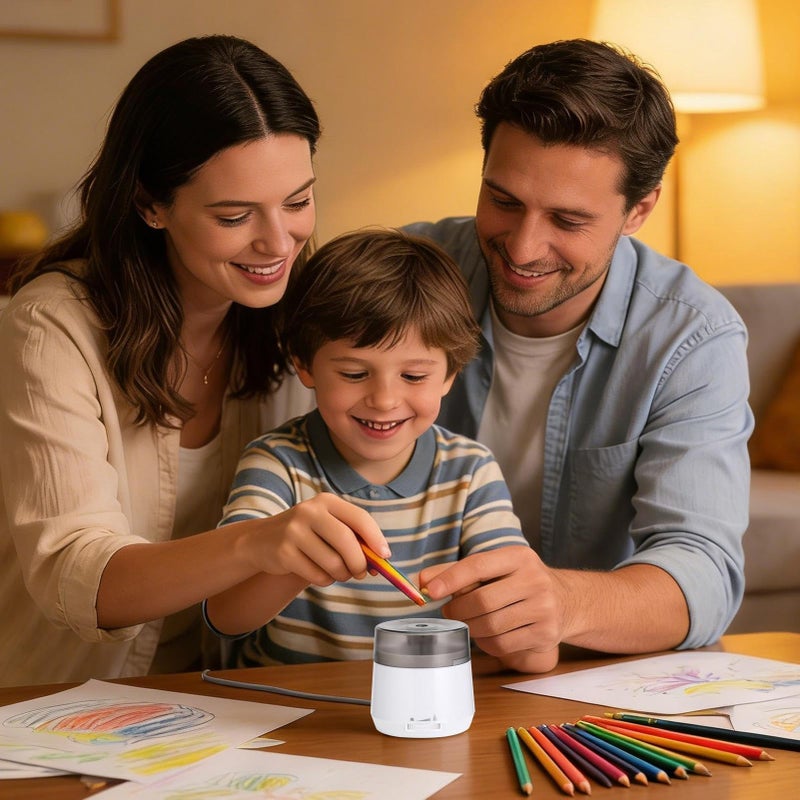 White Electric Pencil Sharpener Battery Operated for School Office Students Teachers - Image 3