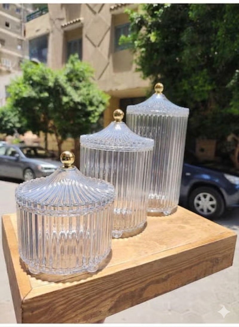 طقم سكرية وتوابل ومكسرات مضلع 6 قطع – زجاج شفاف بأحجام مختلفة – تصميم أنيق وعصري - Image 4