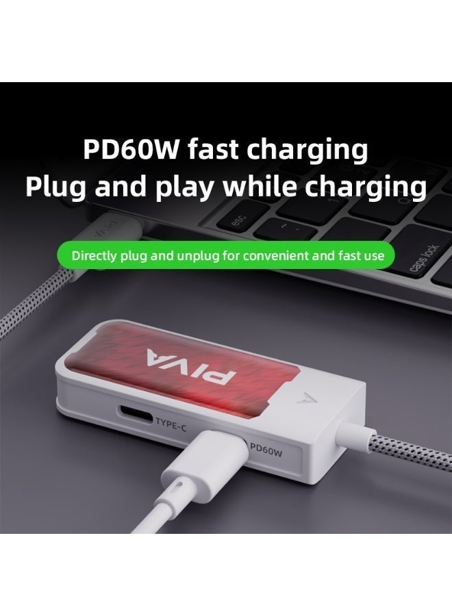 PIVA G41 4-in-1 Gaming Adapter & Converter, Type-C to 3.5mm Audio DAC 32Bit/384Khz & USB 2.0 Data Transfer Hub, PD 60W Fast Charging with Power Display, 480Mbps High-Speed, Compatible with RedMagic, iPad, iPhone, Samsung Mobile, Laptops, Mobile Phones, and Gaming Devices - Image 5