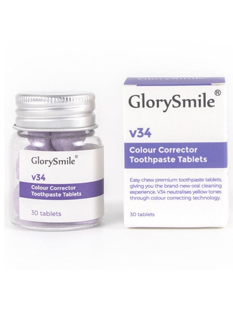 30 Pieces V34 Color Corrector Toothpaste Tablets Advanced Whitening Toothpaste Tablets Against Sensitive Teeth and Gum Repair Gum Health Color Corrector Tablets