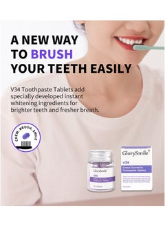 GlorySmile 30 Pieces V34 Color Corrector Toothpaste Tablets Advanced Whitening Toothpaste Tablets Against Sensitive Teeth and Gum Repair Gum Health Color Corrector Tablets  - Image 5