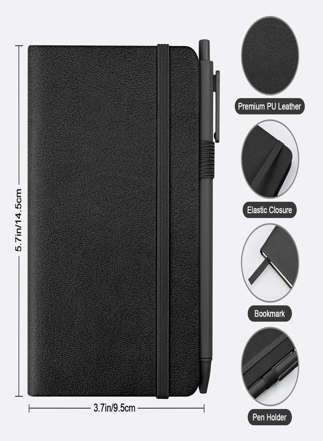 OMEYA Lined Pocket Notebook Journal: 3 Pack Small Notebooks for Note Taking, A6 Mini Notebook with Pens, Small Notepad with Pen Holder, Leather Cover, 384 Pages, 100 GSM Thick Paper, 3.7" x 5.7" - Image 2