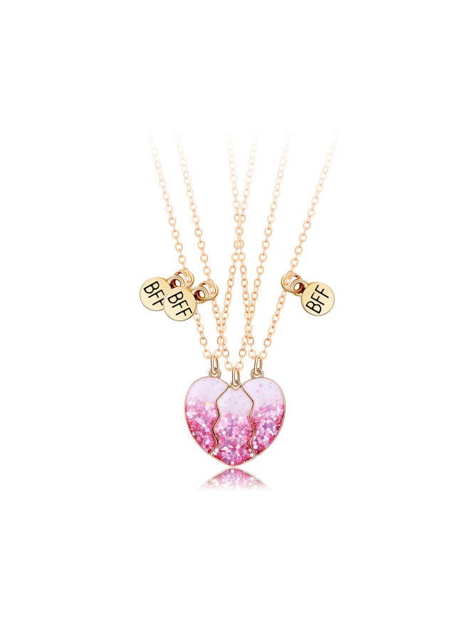 Korean-style Sweet And Simple Heart-shaped Magnetic Necklace For Children With Sequin Heart-shaped Alloy Pendant, Unique Creative Design, Fashionable
