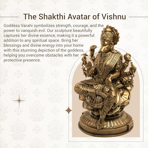 SILAII Goddess Varahi Amman Sculpture - Antique Bronze Finish, Handcrafted Statue for Puja Room, Home Decor, and Gifting (6 Inches) - Image 5