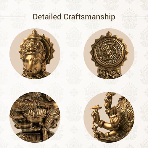 SILAII Goddess Varahi Amman Sculpture - Antique Bronze Finish, Handcrafted Statue for Puja Room, Home Decor, and Gifting (6 Inches) - Image 2