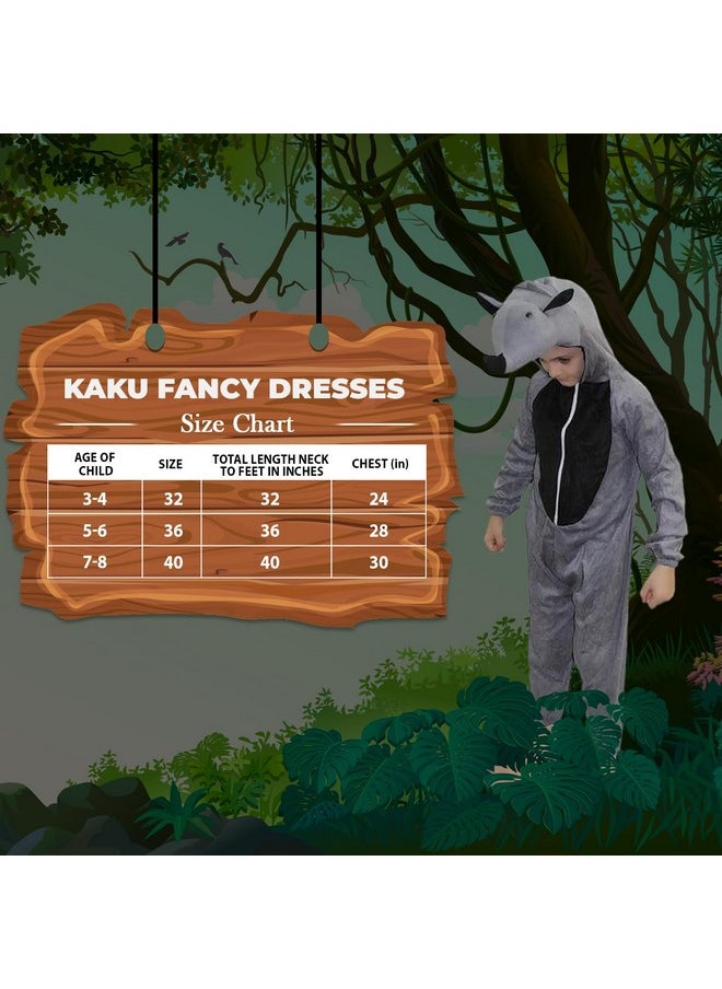Kaku Fancy Dresses Kaku Fancy Dresses Fleece Rhino Wild Animal Costume For Kids - Grey, 7-8 Years | Animal Fancy Dress For Boys & Girls  - Image 4