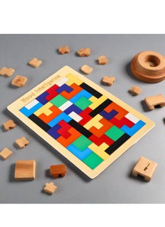 FUSIONPULSE Wooden Intelligence Tetris Jigsaw Puzzle | Set of 40 Pcs  - Image 1