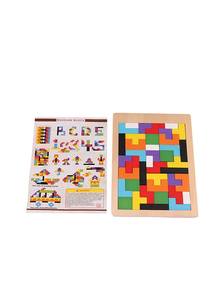 FUSIONPULSE Wooden Intelligence Tetris Jigsaw Puzzle | Set of 40 Pcs  - Image 2