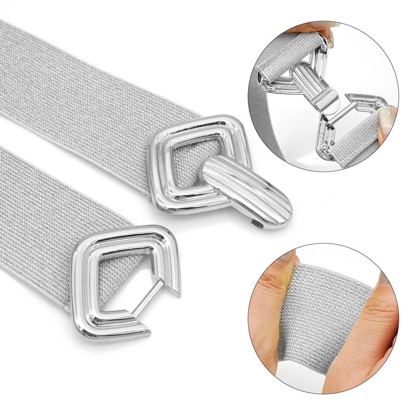 BAOKELAN Wide Elastic Waist Belts for Women Stretchy Skinny Belts with Gold Buckle for Dresses Bling Silver 65cm/26in - Image 3