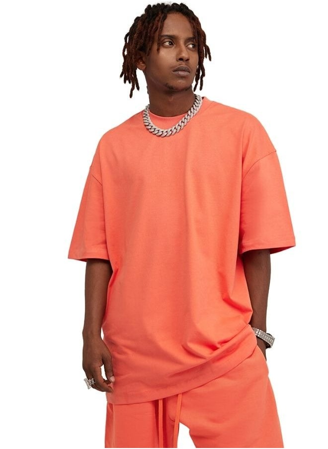 Mei Stylish - Men's Casual Breathable Loose Shoulder Short Sleeve Oversize Crew Neck T-shirt - Image 1